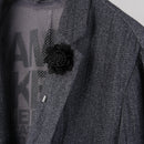 Men Fashionable Handcrafted Peony Flower Tie Lapel Brooch Pin Black