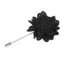 Men Fashionable Handcrafted Peony Flower Tie Lapel Brooch Pin Black