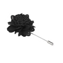 Men Fashionable Handcrafted Peony Flower Tie Lapel Brooch Pin Black