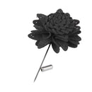 Men Fashionable Handcrafted Peony Flower Tie Lapel Brooch Pin Black