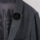 Men Fashionable Handcrafted Peony Flower Tie Lapel Brooch Pin Black