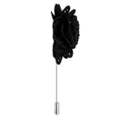 Men Fashionable Handcrafted Peony Flower Tie Lapel Brooch Pin Black