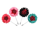 Handmade Men Flower Brooch Pin Lapel Boutonniere Stick T-Shirt Decor Wine Red Black