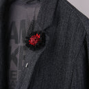 Handmade Men Flower Brooch Pin Lapel Boutonniere Stick T-Shirt Decor Wine Red Black