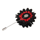 Handmade Men Flower Brooch Pin Lapel Boutonniere Stick T-Shirt Decor Wine Red Black