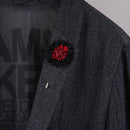 Handmade Men Flower Brooch Pin Lapel Boutonniere Stick T-Shirt Decor Wine Red Black