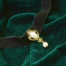 Women's Vintage black trophy Charm pendant velvet Chain Choker Necklace