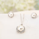 Luxury Fashion Women Rhinestone Artifical Pearl Necklace Earrings Jewelry Set