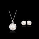 Luxury Fashion Women Rhinestone Artifical Pearl Necklace Earrings Jewelry Set