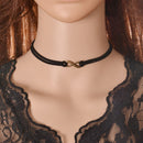 Antique Bronze Figure 8 Shape Charm Velvet Choker Necklace Retro Jewelry