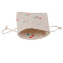 10 x Green Cherry Linen Jute Sack Jewelry Pouch Drawstring Gift Bags Favor