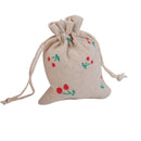 10 x Green Cherry Linen Jute Sack Jewelry Pouch Drawstring Gift Bags Favor
