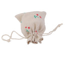 10 x Green Cherry Linen Jute Sack Jewelry Pouch Drawstring Gift Bags Favor
