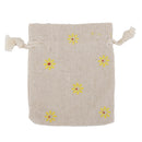 10 x Yellow Flower Linen Jute Sack Jewelry Pouch Drawstring Gift Bags Favor