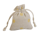 10 x Yellow Flower Linen Jute Sack Jewelry Pouch Drawstring Gift Bags Favor