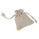 10 x Yellow Flower Linen Jute Sack Jewelry Pouch Drawstring Gift Bags Favor