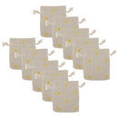 10 x Yellow Flower Linen Jute Sack Jewelry Pouch Drawstring Gift Bags Favor
