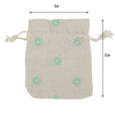 10 x Green Flower Linen Jute Sack Jewelry Pouch Drawstring Gift Bags Wedding