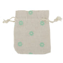 10 x Green Flower Linen Jute Sack Jewelry Pouch Drawstring Gift Bags Wedding