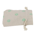 10 x Green Flower Linen Jute Sack Jewelry Pouch Drawstring Gift Bags Wedding