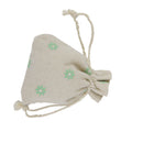 10 x Green Flower Linen Jute Sack Jewelry Pouch Drawstring Gift Bags Wedding