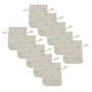 10 x Green Flower Linen Jute Sack Jewelry Pouch Drawstring Gift Bags Wedding