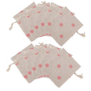10 x Rose Flower Linen Jute Sack Jewelry Pouch Drawstring Gift Bags Wedding