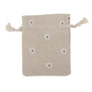 10 x White Flower Linen Jute Sack Jewelry Pouch Drawstring Gift Bags Wedding