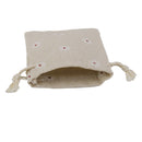 10 x White Flower Linen Jute Sack Jewelry Pouch Drawstring Gift Bags Wedding