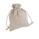 10 x White Flower Linen Jute Sack Jewelry Pouch Drawstring Gift Bags Wedding