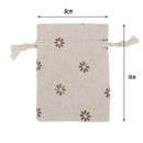 10 x Coffee Flower Linen Jute Sack Jewelry Pouch Drawstring Gift Bags Favor
