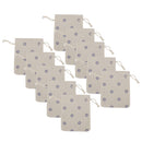 10 x Linen Jute Sack Jewelry Pouch Drawstring Gift Bags Favor Blue Flower