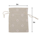 10 x Linen Jute Sack Jewelry Pouch Drawstring Gift Bags Favor White Flower