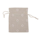 10 x Linen Jute Sack Jewelry Pouch Drawstring Gift Bags Favor White Flower