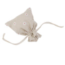 10 x Linen Jute Sack Jewelry Pouch Drawstring Gift Bags Favor White Flower