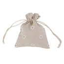 10 x Linen Jute Sack Jewelry Pouch Drawstring Gift Bags Favor White Flower
