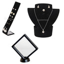 Black Velvet Ring Earring Necklace Jewelry Display Stand Rack Holder