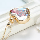 Glass Heart Shape Floating Locket Dried Flower Pendant Golden Chain Necklace
