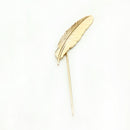 Stylish Feather Leaf Men's Suit Shirt Corsage Lapel Stick Pin Tie Hat Brooch Golden