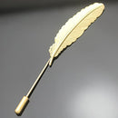 Stylish Feather Leaf Men's Suit Shirt Corsage Lapel Stick Pin Tie Hat Brooch Golden