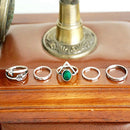 Set Of 5PCS Bohemian Style Midi Finger Ring US 3-6 Silver