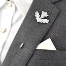 Men Women Maple Leaf Shaped Boutonniere Stick Brooch Pin Suit Shirt Clip Fashion Accessory Silver