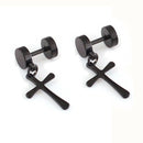 Pair Of Women 316L Stainless Steel Cross Earring Studs Dangle Fashion Accessory Party Supplies Black