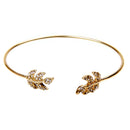 Rhinestone Charms Leaf Design Adjustable Bracelet For Women Girls Party Fashion Hand Jewelry Gift Golden