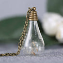 Fashion Dandelion Clear Glass Bottle Pendant Necklace Jewelry Chain Bronze