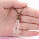 Fashion Dandelion Clear Glass Bottle Pendant Necklace Jewelry Chain Bronze