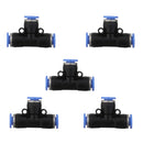 5 Pcs 6mm to 6mm T Shape One Touch Fittings Push in Quick Connectors
