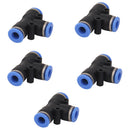 5 Pcs 6mm to 6mm T Shape One Touch Fittings Push in Quick Connectors