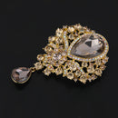 Rhinestone Teardrop Pendant Wedding Brooch Pin - Champagne