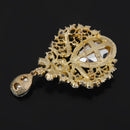 Rhinestone Teardrop Pendant Wedding Brooch Pin - Champagne